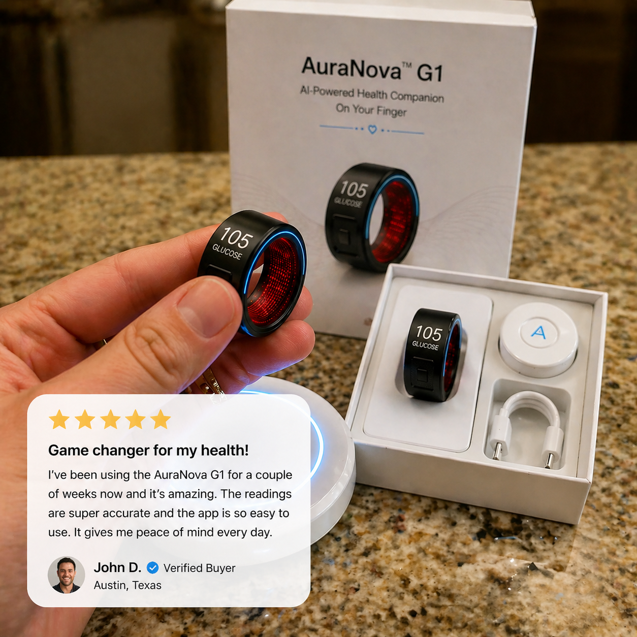 🎉 75% OFF Launch Event 🏆AuraNova™ G1 Non-Invasive Smart Ring