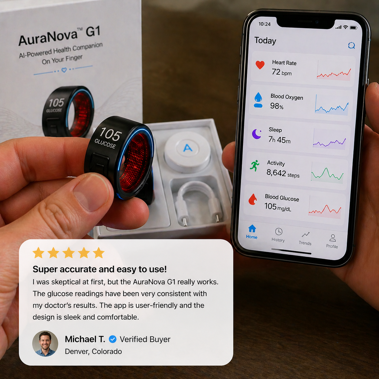 🎉 75% OFF Launch Event 🏆AuraNova™ G1 Non-Invasive Smart Ring