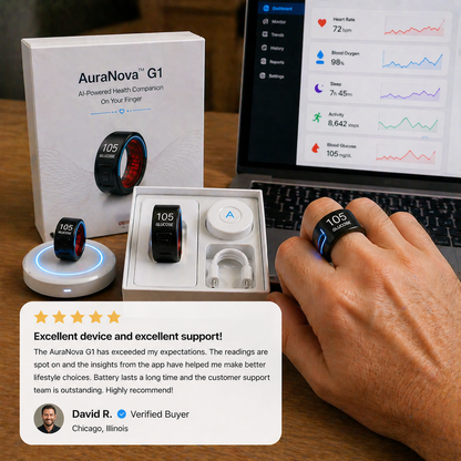 🎉 75% OFF Launch Event 🏆AuraNova™ G1 Non-Invasive Smart Ring